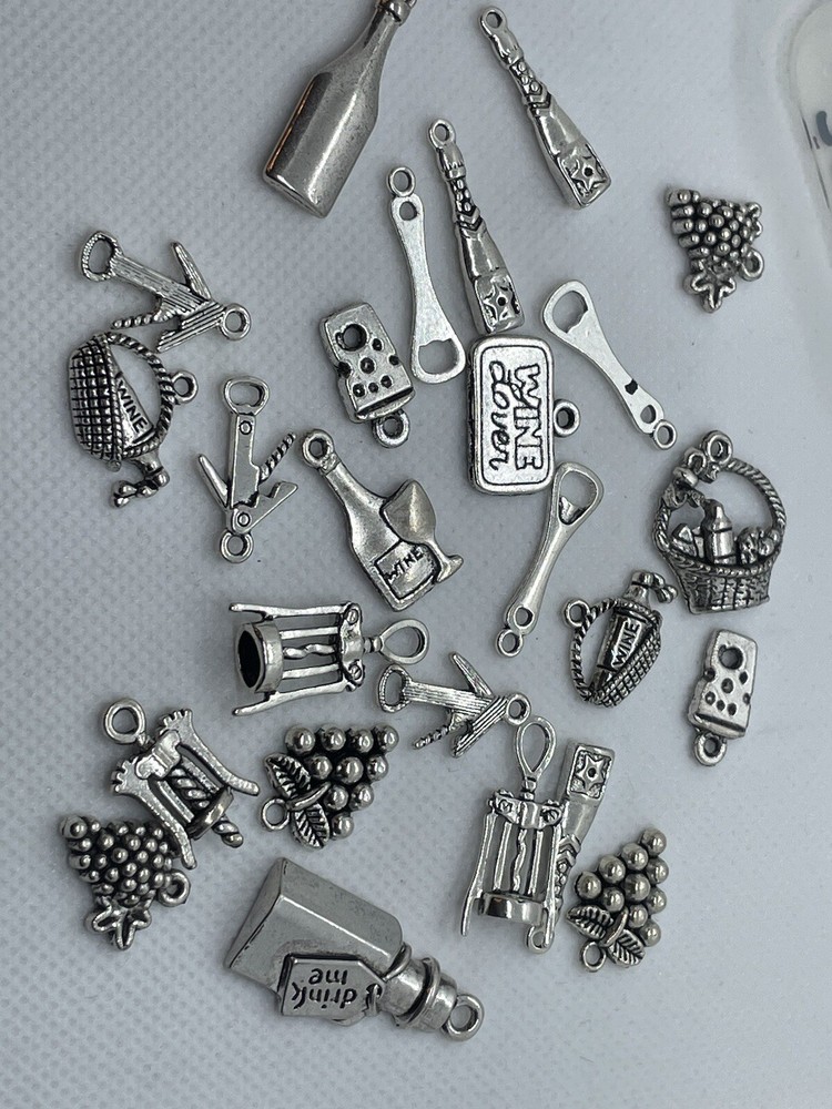 PH PandaHall 25pcs Wine Theme Charms Antique Silver Alloy Pendants