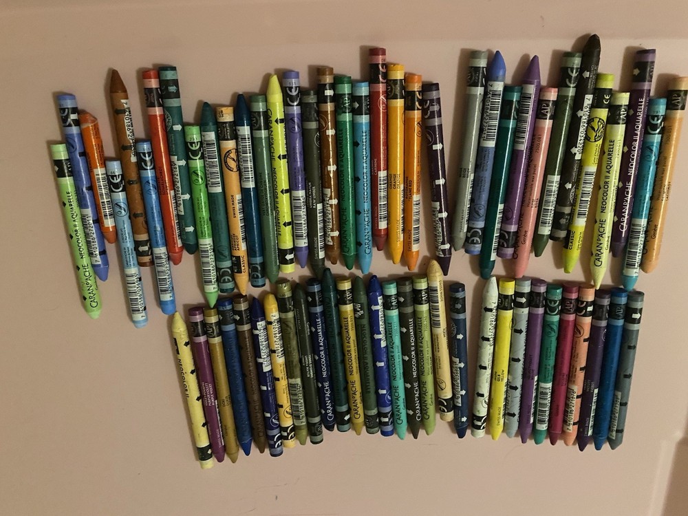 Lot Of 64 Caran d’Ache Neocolor II Aquarelle Water Soluble Crayons Tin