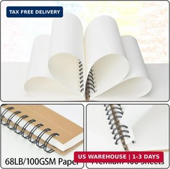 Crehatos 5.5″ x 8.5″ Small Sketch Book, Top Spiral Bound Sketch Pad, 100 Sheets