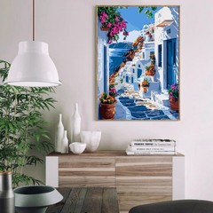 Paint by Numbers for Adult Beginners, Easy Coastal Town Painting 16 x 20 Inches
