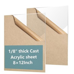 2 Pack Clear Acrylic Sheets 8x12in 1/8 Inch Thick Plexiglass for Laser Cutting