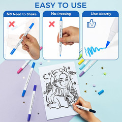 Acrylic Paint Markers Dual Tips: 72 Colors Brush & Fine Paint Pens High Opacity