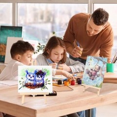 AROIC PCS Professional Painting Set with Easels, 4 Wood Easels,40 Brushes 52
