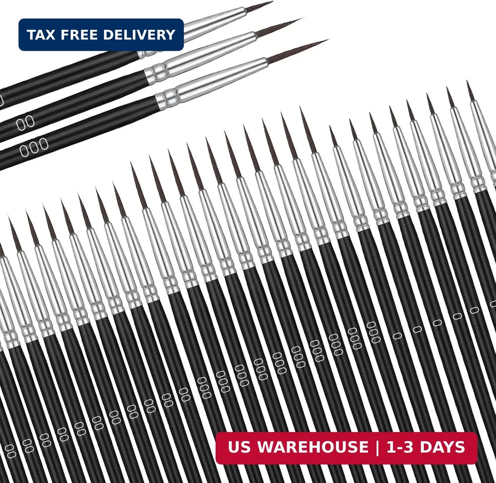 60 PCS Fine Tip Miniature Paint Brushes Set with 3 Size #000#00#0, Tiny Detail P