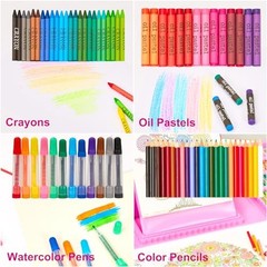Art Supplies, 290 Pack Art Sets Crafts Drawing Coloring kit, Double-Side Pink