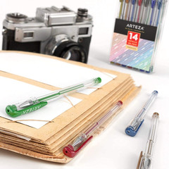 ARTEZA Glitter and Metallic Gel Pens Bundle, 14 Count (Pack of 2),