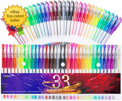 Glitter Gel Pen 33 Colors Neon Glitter Pens Set Gel Art Markers with 40% More I