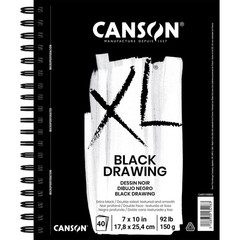 XL Series Drawing Paper, Black, Wirebound Pad, 7×10 inches, 40 Sheets (92lb/1…