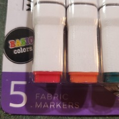 Primeart Fabric Markers Dual Tip 5 Pack Basic Colors