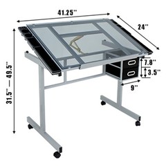 Drafting Table Art Desk Artist Drawing Table Adjustable Craft Table with Stool