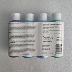 DecoArt Fluid Art Ready-To-Pour Acrylic Paint Set Lagoon 4pc 4oz Bottles NEW