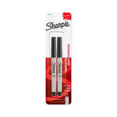 Sharpie Permanent Markers, Ultra Fine Point, 1 Count (Pack of 2), Black