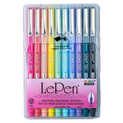 Marvy Uchida LePen 4300-10P Micro Fine 0.3mm Fineliner, 10 Pen Set Pastel Colors