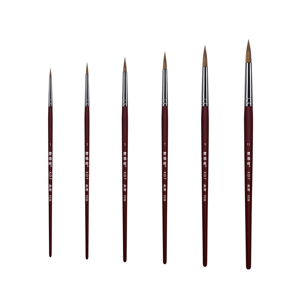 XDT#9538 Round Tip liner Artist Paint Art Brush 6pc Nail Oil Acrylic Watercolor