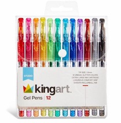 Glitter Rollerball Gel Pens, 12 Sparkling Colors with Soft-Grip Comfort, XL I…