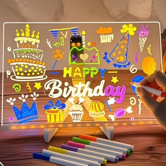 LED Drawing Board, Doodle Glow Drawing Board, LED Note Board with Colors