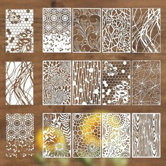 12Pcs Large Art Stencils for Crafts Reusable, Net 11×7 inches/28×18 cm, White