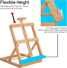 MEEDEN Heavy-Duty Tabletop Studio H-Frame Wooden Easel- Solid Beech Wood Adjusta