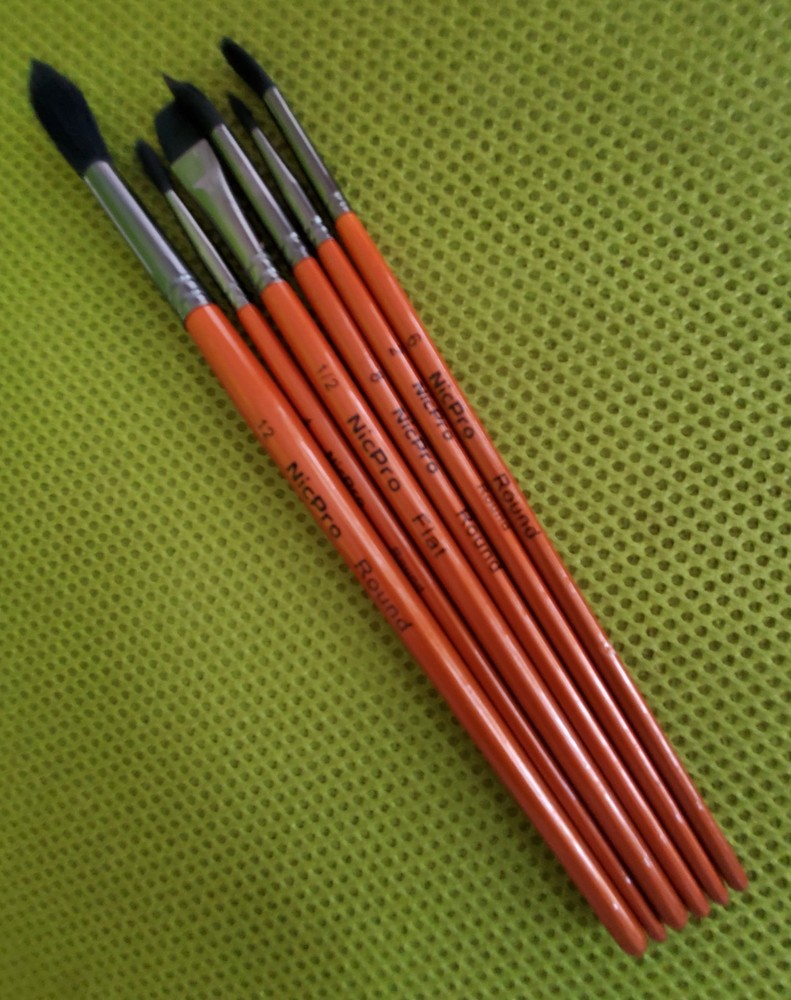 New Set of Six Brushes Art Oil, Acrylic, Watercolor Painting