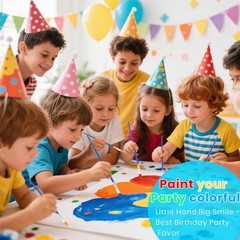 60 Pack Mini Acrylic Paint Set with 12 Washable Colors and 120 Brushes for Art