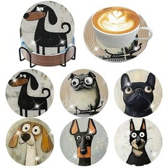 ijbnhd 6 Pcs Dog Diamond Painting Coasters Kits, Animals 4X4X0.1, Dog-2