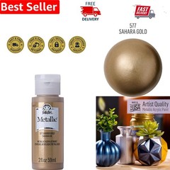 Vibrant 2 oz Sahara Gold Metallic Acrylic Paint – Water-Based for All Surfaces