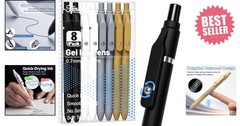 Versatile 8 Pcs Gel Pens – 0.7mm Fine Point, Smudge-Free for Journaling & Office