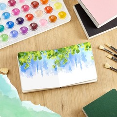 8 PCS Mini Watercolor Journal 3.9×3.9 Inch 240 Sheets Multicolor Art Book