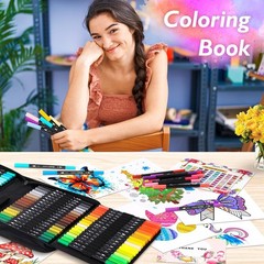 Art Markers Set, 72 Colors Dual Tip Brush Pens for Adult Coloring Book, Note-…