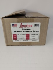 Full Case (12) 4 Oz Bottles Of Angelus Acrylic Leather Paint Cognac