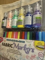 Tulip Fabric Markers Multi-Colored Fine Tip Markers, Paint, And Two Canvas Totes