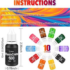 JDiction ResinCrete Pigment, 10 Color Highly Concentrated Multiple Colour