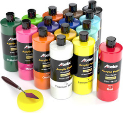ABEIER Large Bulk Acrylic Paint Set, 15 Colors (473 Ml/16 Fl Oz), Matte Finish,