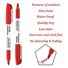 Shuttle Art Permanent Markers, 30 Pack Red 1 Count (Pack of 30),
