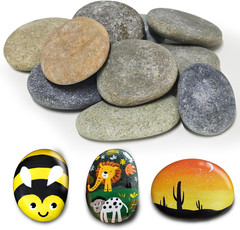 Flat River Stones for Painting – 10 Pack, 2-3 Inch Natural Craft Rocks