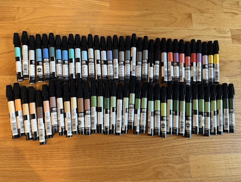 LOT OF 70 Chartpak AD Marker Artist Pens & Markers Multicolor Assorted Colors