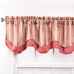 Belle Maison Windsor Scalloped Layered Valance BURGUNDY color Fabric Everyday