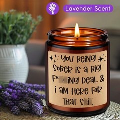 Fairy’s Gift Candle, Sobriety Gifts for Women Men, 1 Year Brown-Lavender