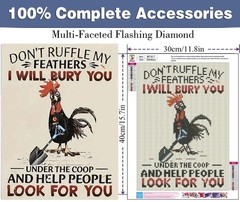 Chicken Diamond Art Kits for Adults, 5D Chicken Diamond Painting Kits for Adult