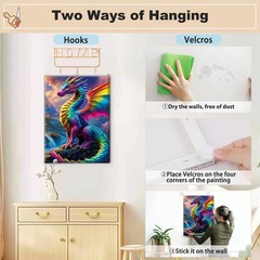 Framed Paint by Numbers Kits for Adults Colourful Dragons, DIY Kits Crafts fo