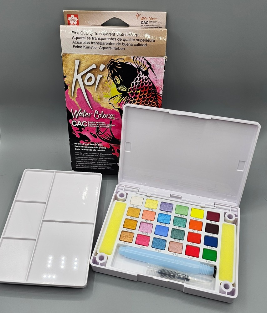 SAKURA KOI Water Colors Creative Art Colors CAC 24 Colors Box with Brush New