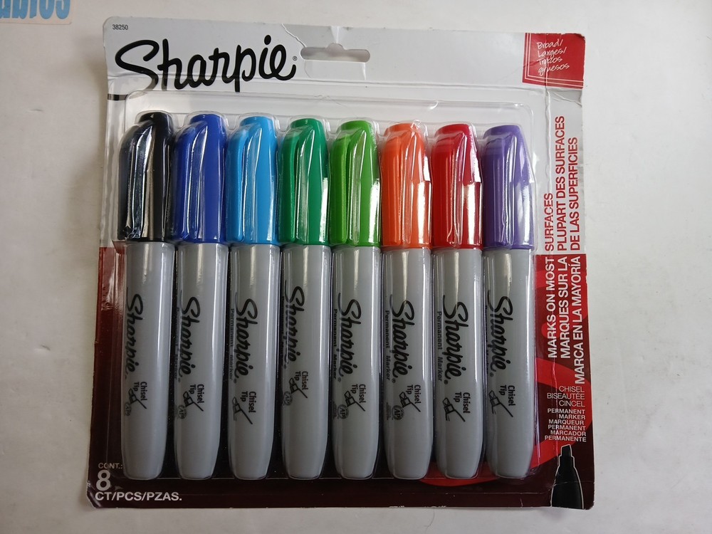 Sharpie Permanent Marker 5.3mm Chisel Tip Assorted 8/Set 38250