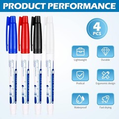 4 Pcs Deep Reach Markers Long Nose Waterproof 1 Count (Pack of 1), White