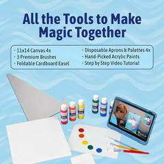 – Magic Sparkle Bundle – 4-In-1 Kids Painting Kit – 4 Canvases, Set of 3 Brushes