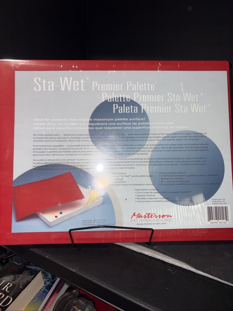 Sta-Wet Masterson Premier Palette With Red Lid- 16″ x 12″