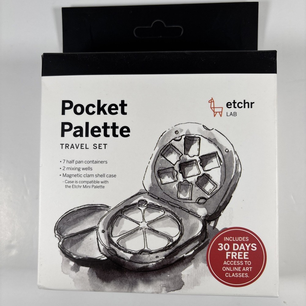Etchr Lab Pocket Palette Travel Set Watercolour Folding Magnetic Case 7 1/2 Pans