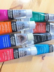 Lot of 20 tubes Lukas and other water mixable oil paints and 3 bottles medium.