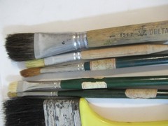 Six Vintage Paintbrushes Grumbacher Delta Lexington Canary Simmons Germany USA