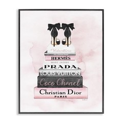 Heels Pink Silver Bookstack Glam Fashion Design, Designed by 20″L x 16″W