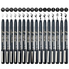 Micro Fineliner Drawing Pens 16 Set 0.4 mm Black Ink Waterproof Sketching